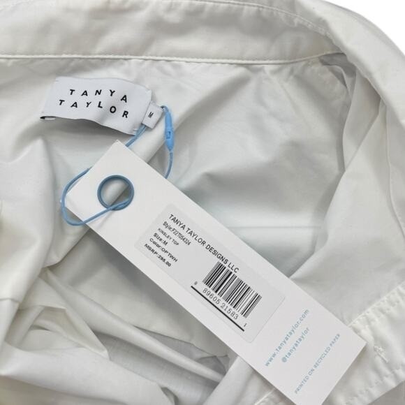 NEW Tanya Taylor White Button Up Shirt Shoulder Tie Detail Sleeves Size Medium - Picture 8 of 10